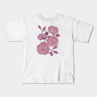 Bouquet of roses, branch of pink roses Kids T-Shirt